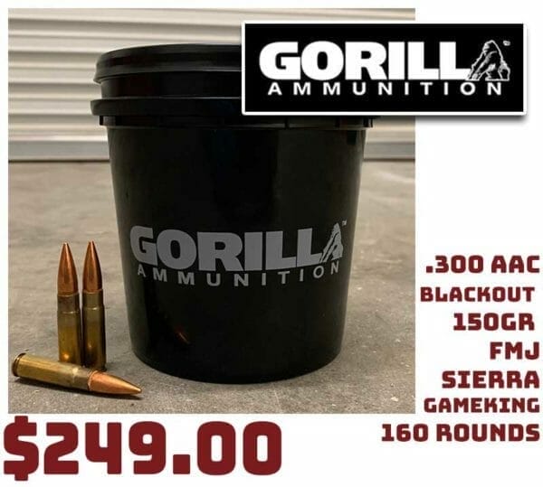 Gorilla Ammunition .300AAC 150grSierra GameKing FMJ 160rnd Deal Jan2021