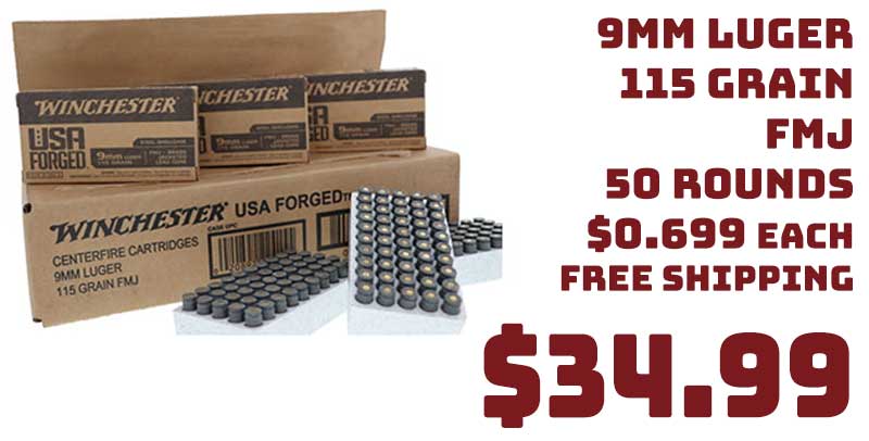 Winchester USA FORGED 9mm Luger 115Grn 50 Rounds Deal