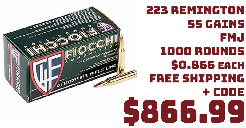 Fiocchi 223 Remington 55 Gains FMJ 1000 Rounds Deal