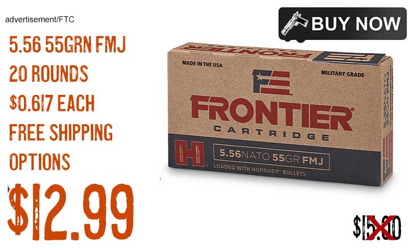 Hornady Frontier 5.56x45mm NATO, FMJ, 55 Grain Ammo Deal july2023