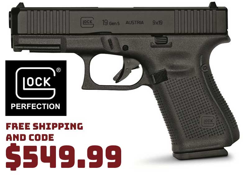 Glock 19 Gen5 Semi-Automatic 9mm Pistol Deal june2021