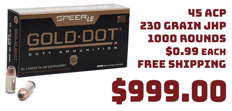 Speer Gold 45 ACP 230 Grain JHP 1000rnds Ammunition Sale