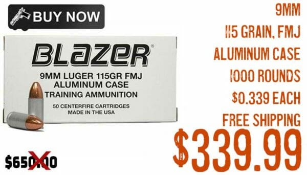 Blazer 9mm 115Gr FMJ Aluminum Case 1000 Rnds nov2021