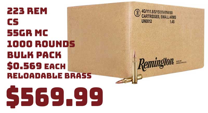 Remington Ammo 223 Rem CS 55Gr MC 1000Rd Bulk Pack Sale