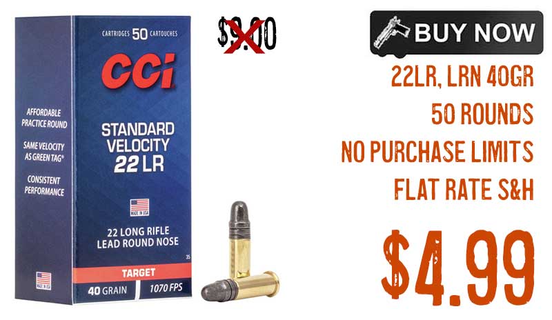 CCI 22LR Std Velocity Target LRN 40Gr Ammo Sale dec2021