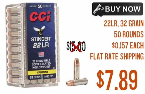 CCI 22 LR Stinger CPHP 32Gr Ammo Sale aug2022