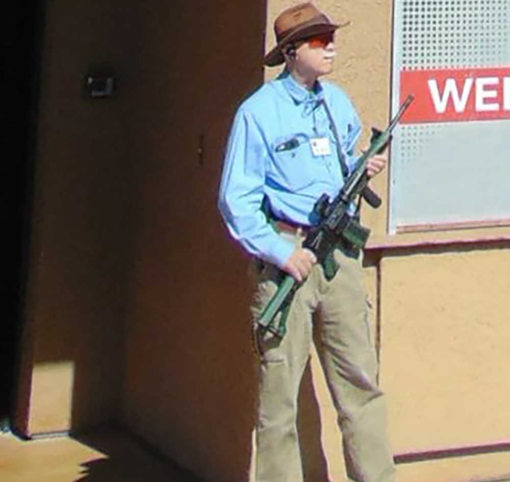 Open Carry at Church, Equipped with AR-15 and Radio, img by Dean Weingarten