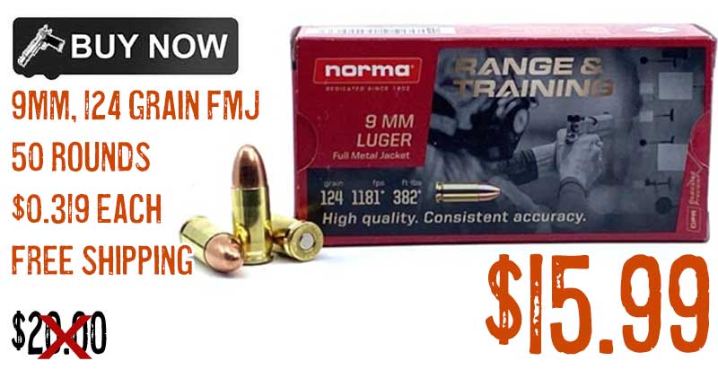 Norma Range & Training 9mm Ammo 124 Grain FMJ Sale