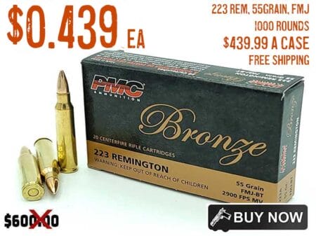 PMC Bronze 223 Rem 55 Grain FMJ Ammunition 1000 Rounds Sale july2024