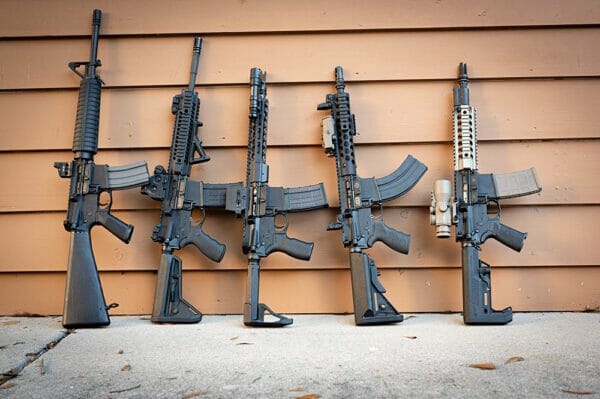 several AR 15s