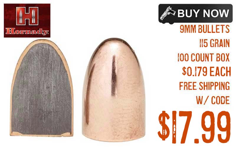 Hornady 9mm 115 Grain FMJ-RN Bullets Sale june2023