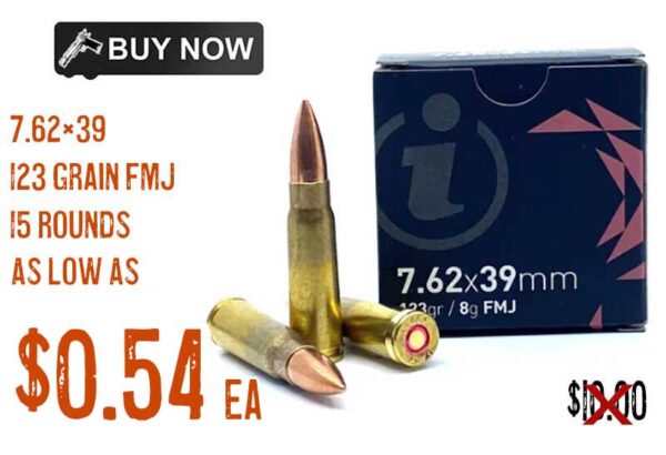 Igman 7.62X39 123 Grain FMJ 15 Rounds sale deal discount sept2023