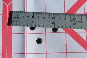 After I sighted in the Henry .360 Buckhammer, I achieved a 1-inch group at 50 yds.