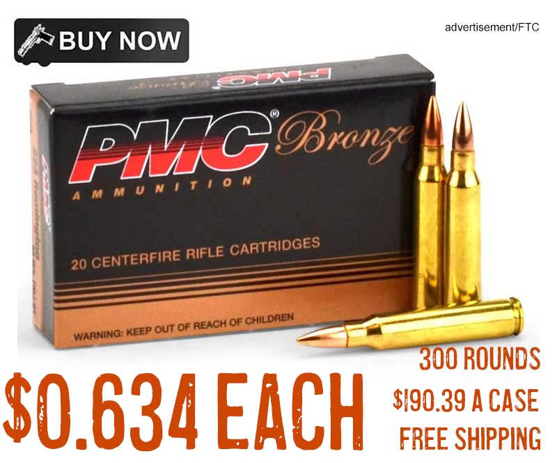 PMC Bronze 223 55 Grain FMJ 300 Round Bundle $0.634 Each FREE S&H