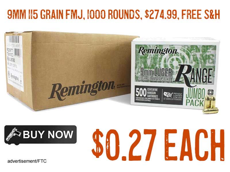 Remington Range 9mm 115 Grain FMJ 1000 Round Jumbo Pack lowest price