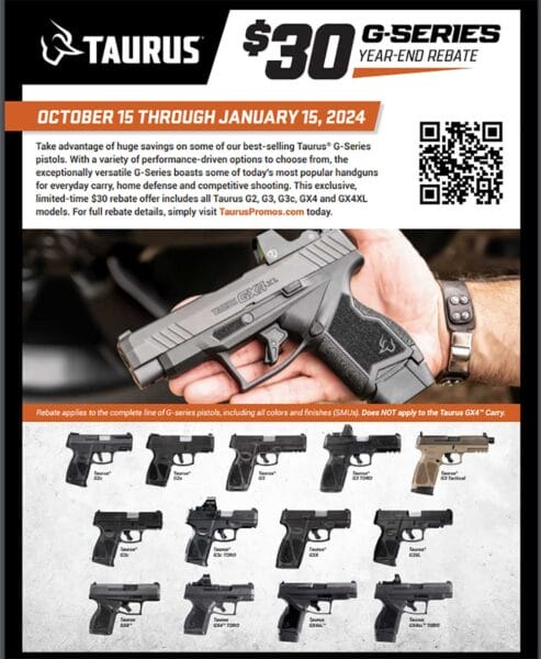 Taurus Arms 2023 G-Series 30 Rebate