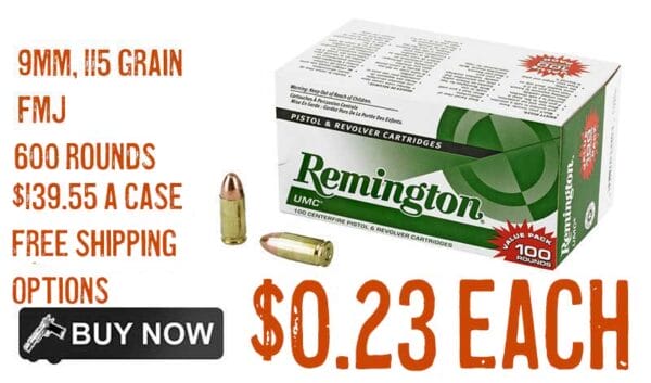 Remington UMC 9mm 115Grn FMJ Ammo Value Packs 600rnds sale deal discount dec2023