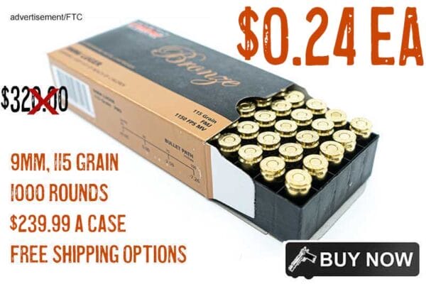 1000 Rounds PMC Bronze 9mm 115 Grain FMJ Ammunition deal sale discount june2024