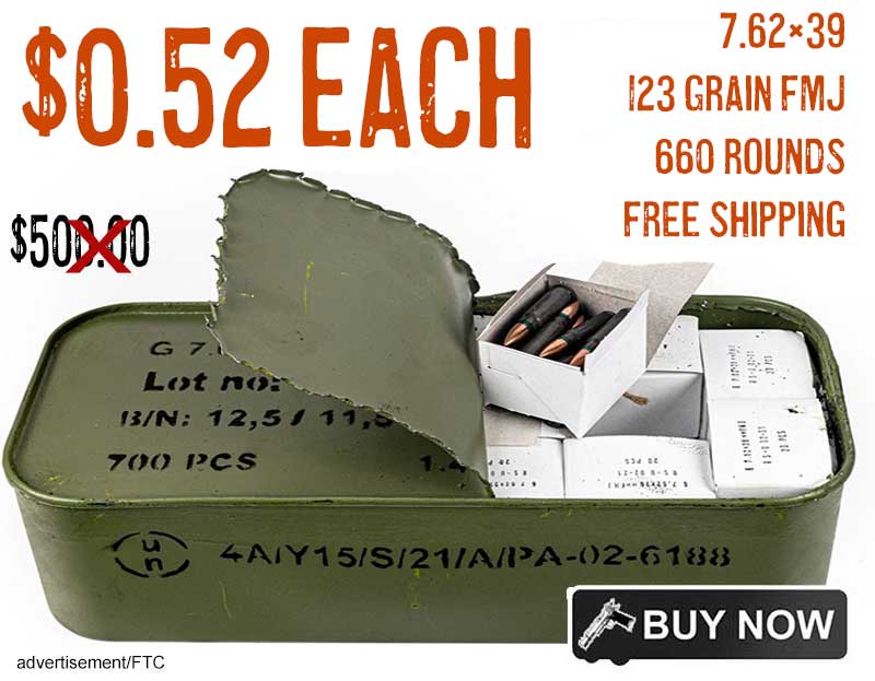 Surplus SpamCan Romanian 123Gr Lead Core FMJ 7.62X39mm Ammo lowest price