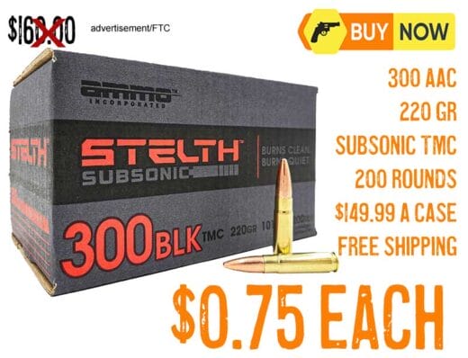 300 AAC BLACKOUT 220 GR SUBSONIC TMC ammo lowest price feb2025