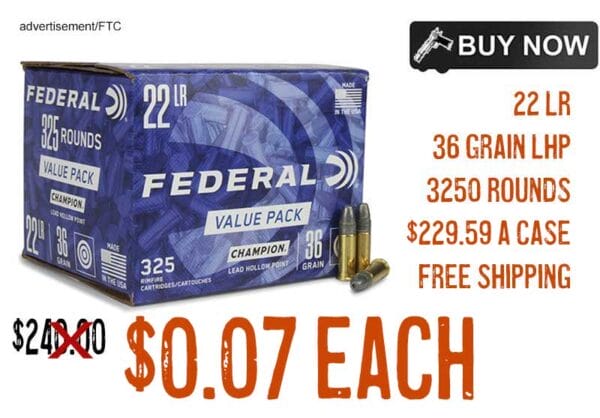 Federal Champion Value Pack 22 LR 36 Grain Lead Hollow Point lowest price march2024