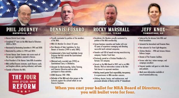 All Four Reform Candidates Win Seats on NRA Board