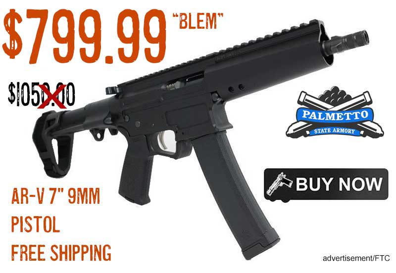 PSA AR-V 7″ 9MM PDW PISTOL BLEM 9.99 FREE Shipping