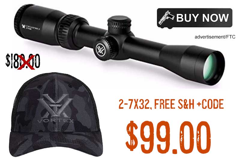 Vortex Crossfire II 2-7×32 Riflescope & Cap .00 FREE S&H CODE