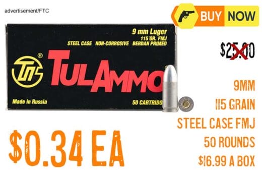 Tulammo SteelCase 9mm 115Gr FMJ Ammo lowest price jan2025