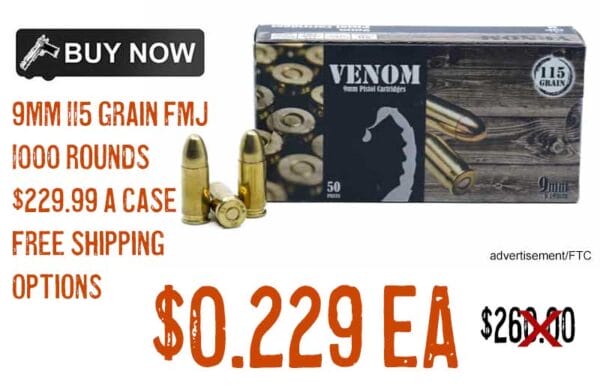 VENOM 9mm 115 Grain FMJ Ammo lowest price