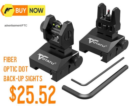 VOTATU V2 Fiber Optic Iron Sights, Flip Up Front and Rear Backup Sights jan2025