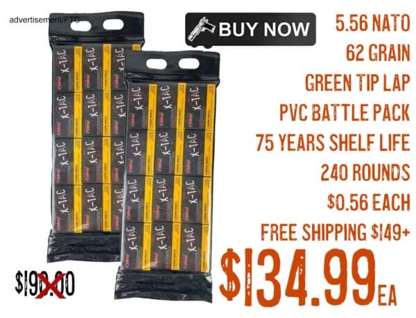 240 Rnd PVC Battle Packs of PMC 5.56 62 Grain Green Tip Ammo $134.99 ...