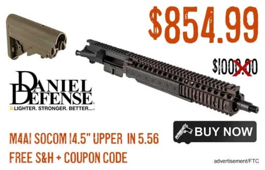 Daniel Defense M4A1 SOCOM 5.56 Upper SOPMOD Mil-Spec Stock FDE lowest price nov2024