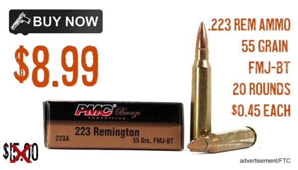 PMC Bronze 223 55GR FMJ Ammunition 20 Rounds lowest price june2024