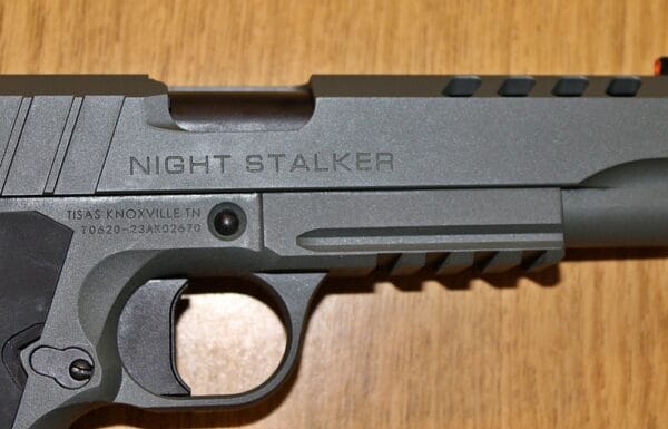 Tisas 1911 Night Stalker 45 slide-engraving