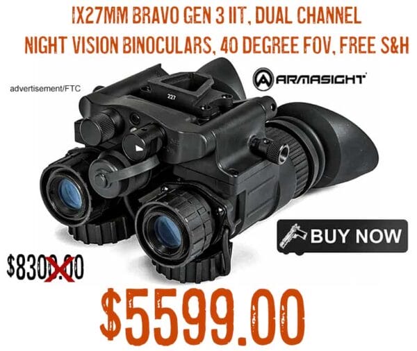 Armasight BNVD-40 1x27mm Bravo Gen 3 IIT Night Vision Binoculars lowest price