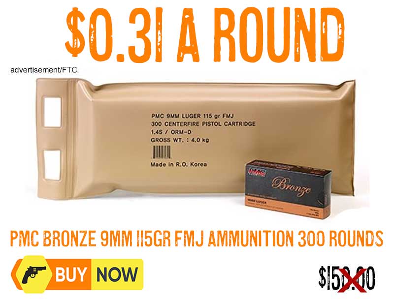 PMC BRONZE 9MM 115GR FMJ AMMUNITION 300 ROUND lowest price march2025