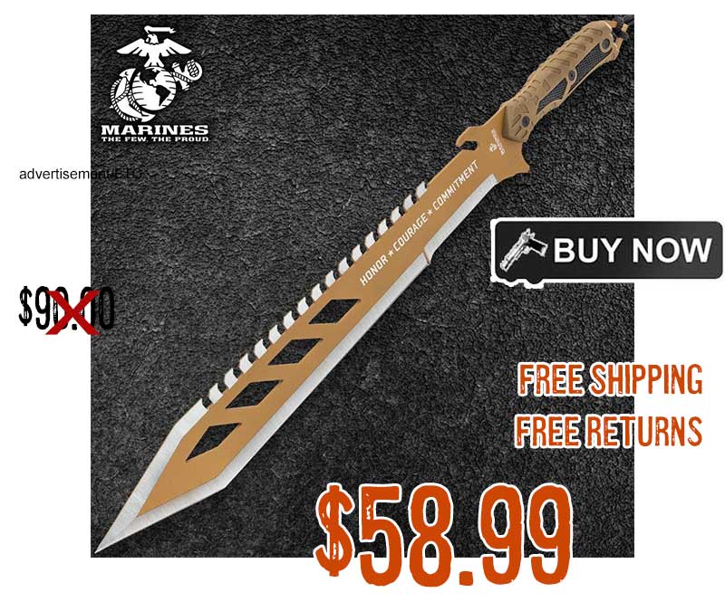 U.S. Marine Corp USMC Desert OPS Sawback Machete lowest price