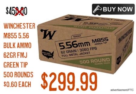 Winchester M855 5.56 Bulk Ammo 62Gr FMJ Green Tip lowest price june2024