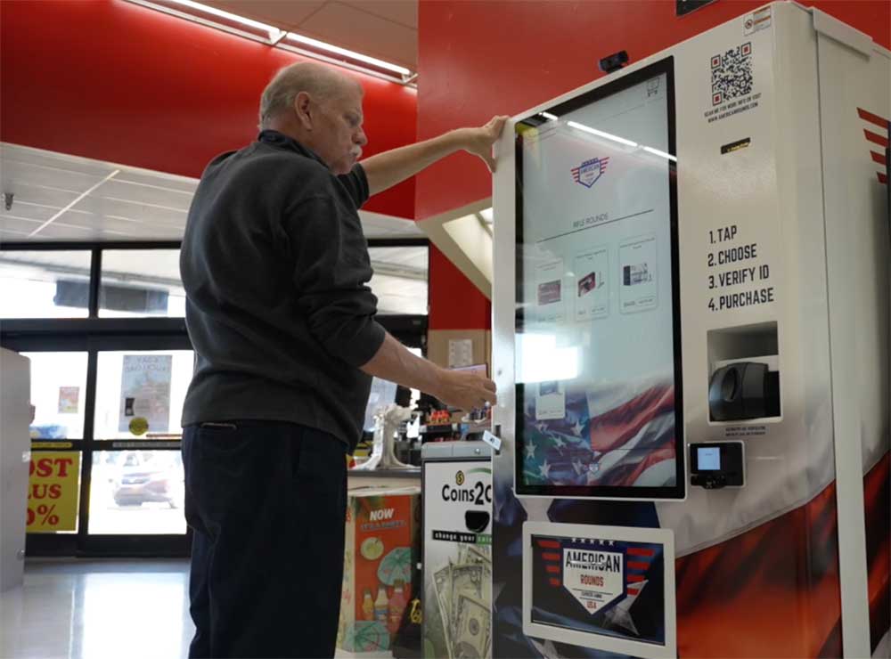 Image from American Rounds video of first ammunition vending machine installation