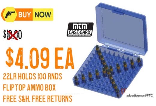 MTM CASE-GARD 100 Rd 22 Caliber Ammo Box lowest price Jan2025