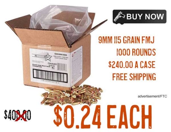 CCI Independence 9mm 115 Grain FMJ 1000 Round Bulk Ammo lowest price aug2024aa