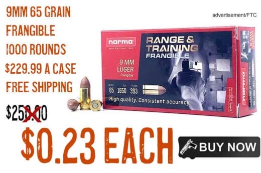 Norma 9mm 65 Grain Frangible ammunition lowest price NOV2024