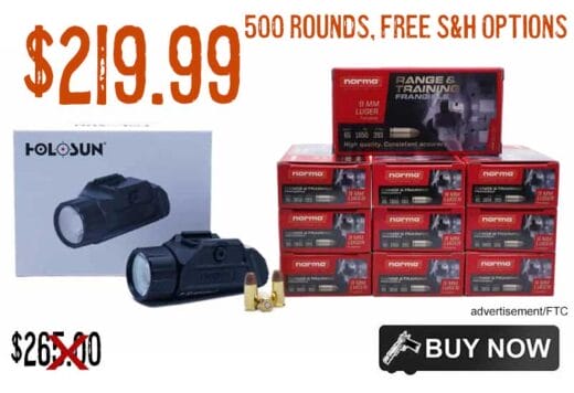 Holosun PiD Pistol Light & 500 Rounds of Norma 9mm lowest price