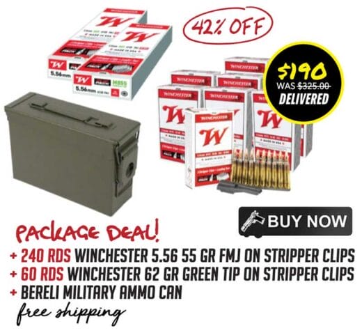 Winchester 5.56 XM193 55gr FMJ 240rds & M855 62gr green tip 60rds & Ammo Can lowest price