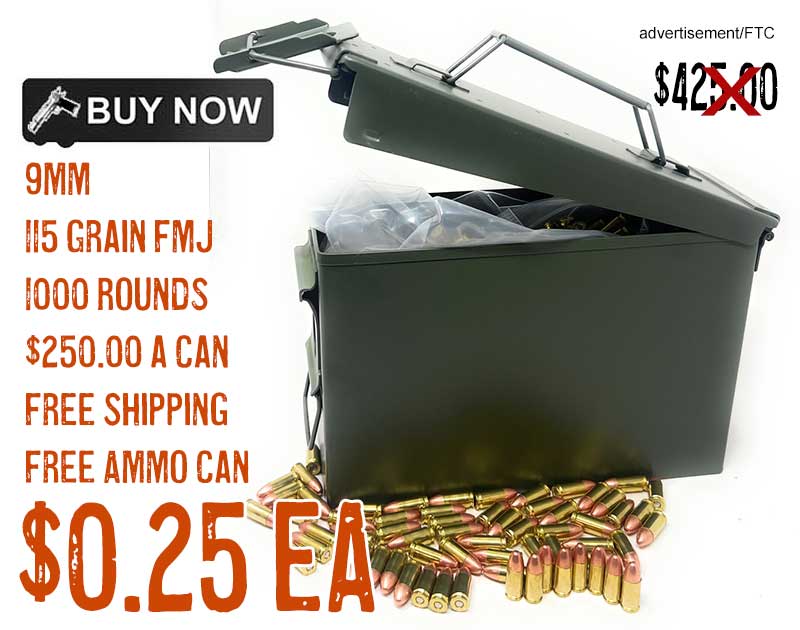 CCI Independence 9mm 115 Grain Full Metal Jacket Bulk Ammunition + Military Ammo Can lowest price