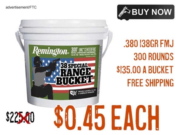 Remington Range Bucket .380 138GR FMJ 300 Rounds lowest price