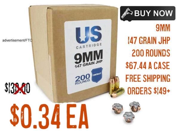 US Cartridge 9mm 147 Grain JHP LE Contract Overrun ammunition lowest price nov2024update