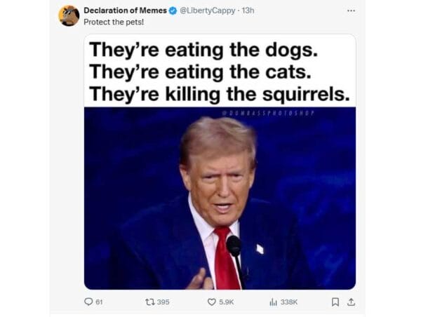 Declaration of Memes @LibertyCappy Protect the pets! screengrab 10-5-2024