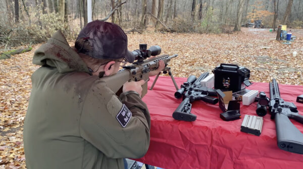 My shooting buddy function testing the Palmetto State Armory Sabre AR-10 in .308.